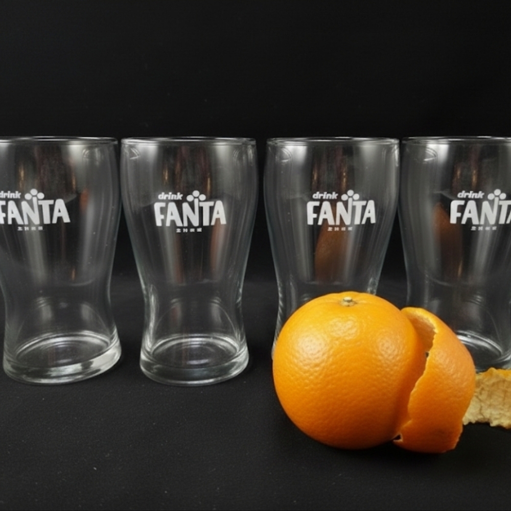 4 Vintage 80s Japan Fanta 8oz. Fountain Glasses